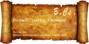 Bozmánszky Csombor névjegykártya